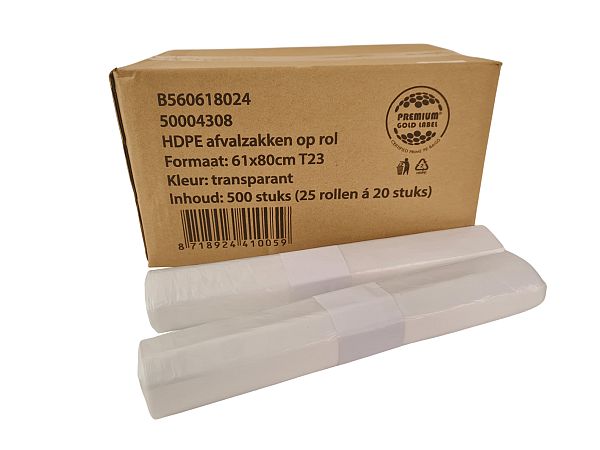 HDPE zakken 61x80cm T23 transparant